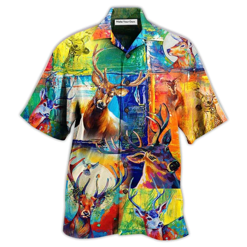 Hawaiian Shirt / Adults / S Deer Love Animals - Hawaiian Shirt - Reefox