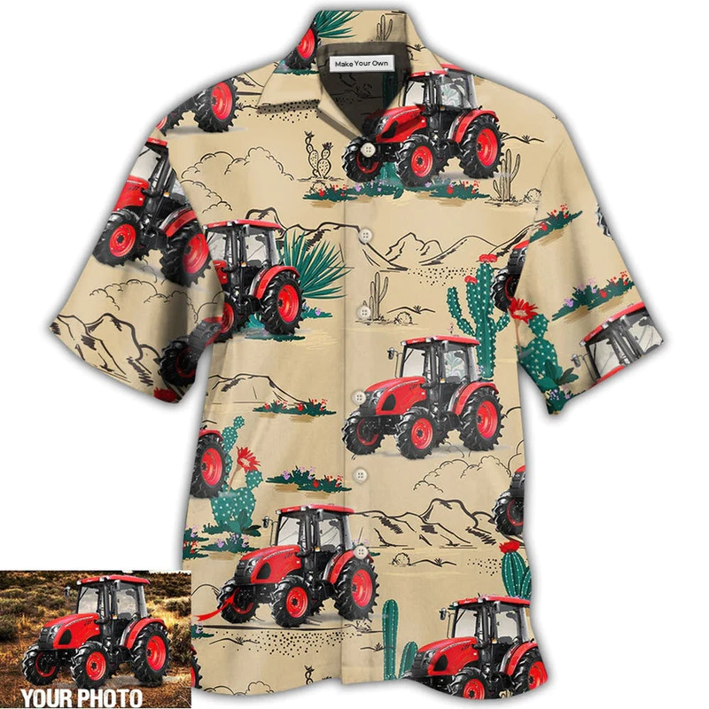 Hawaiian Shirt / Adults / S Tractor On The Desert Basic Style Custom Photo - Hawaiian Shirt - Reefox