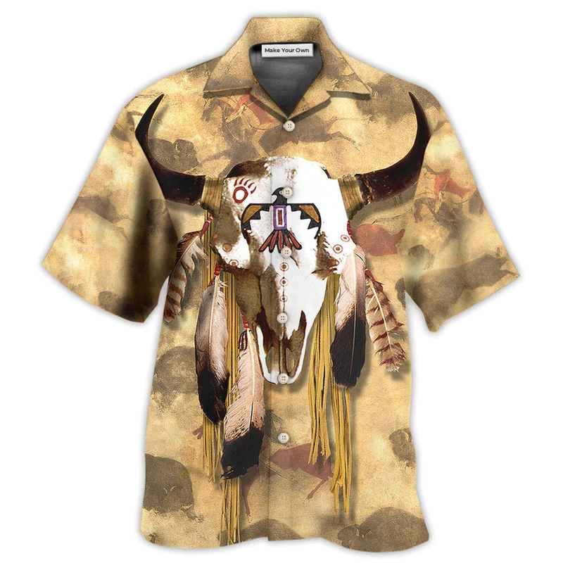 Hawaiian Shirt / Adults / S Native Skull Style Love Peace - Hawaiian Shirt - Reefox