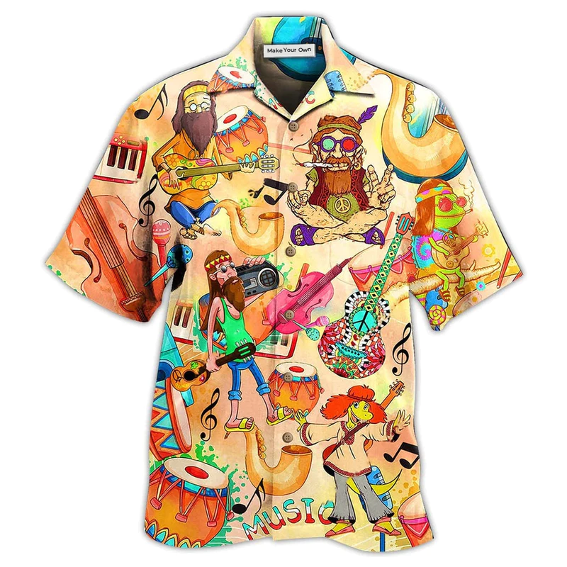 Hawaiian Shirt / Adults / S Hippie Music Funny Style - Hawaiian Shirt - Reefox