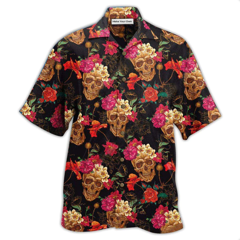 Hawaiian Shirt / Adults / S Skull Amazing Flowers Sugar - Hawaiian Shirt - Reefox