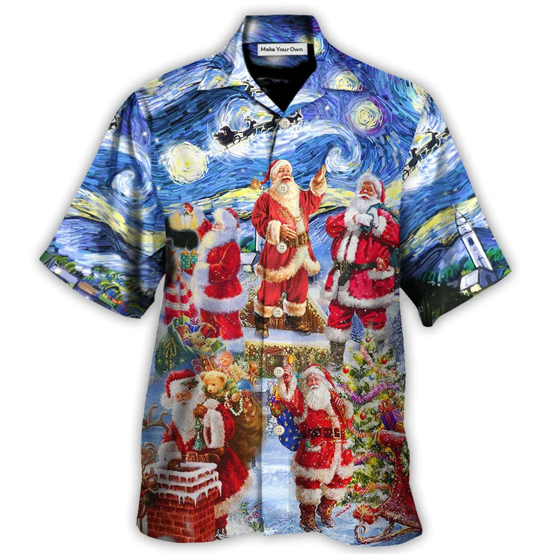 Christmas Santa Snow Night Merry Xmas - Hawaiian Shirt - Reefox