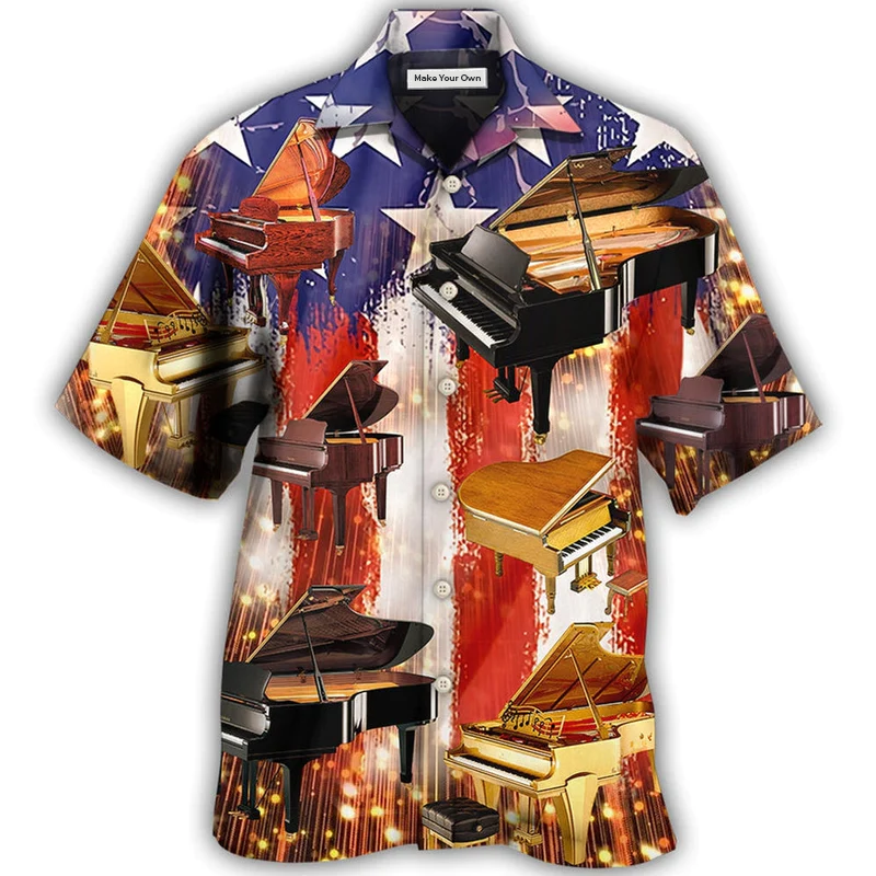 Hawaiian Shirt / Adults / S Piano Independence Day - Hawaiian Shirt - Reefox
