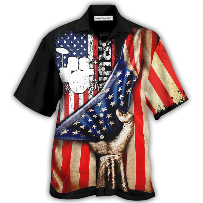 Hawaiian Shirt / Adults / S Drum Independence Day - Hawaiian Shirt - Reefox