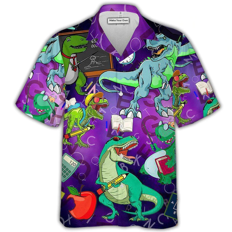 Hawaiian Shirt / Adults / S Dinosaur Funny Summer - Hawaiian Shirt - Reefox