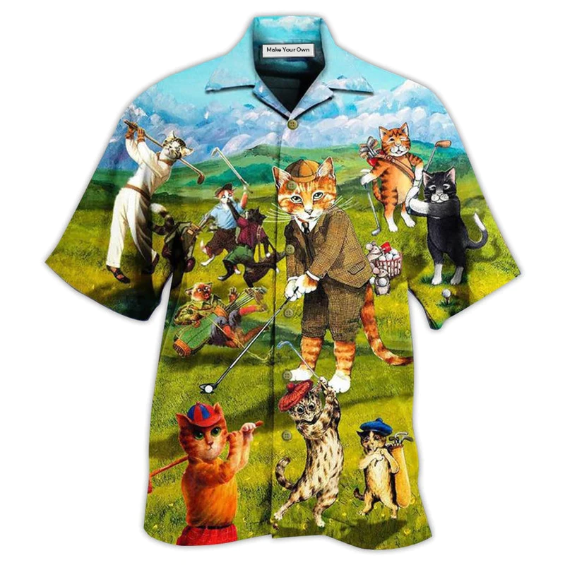 Hawaiian Shirt / Adults / S Golf Cats That What I Do I Play Golf And I Know Thing - Hawaiian Shirt - Reefox