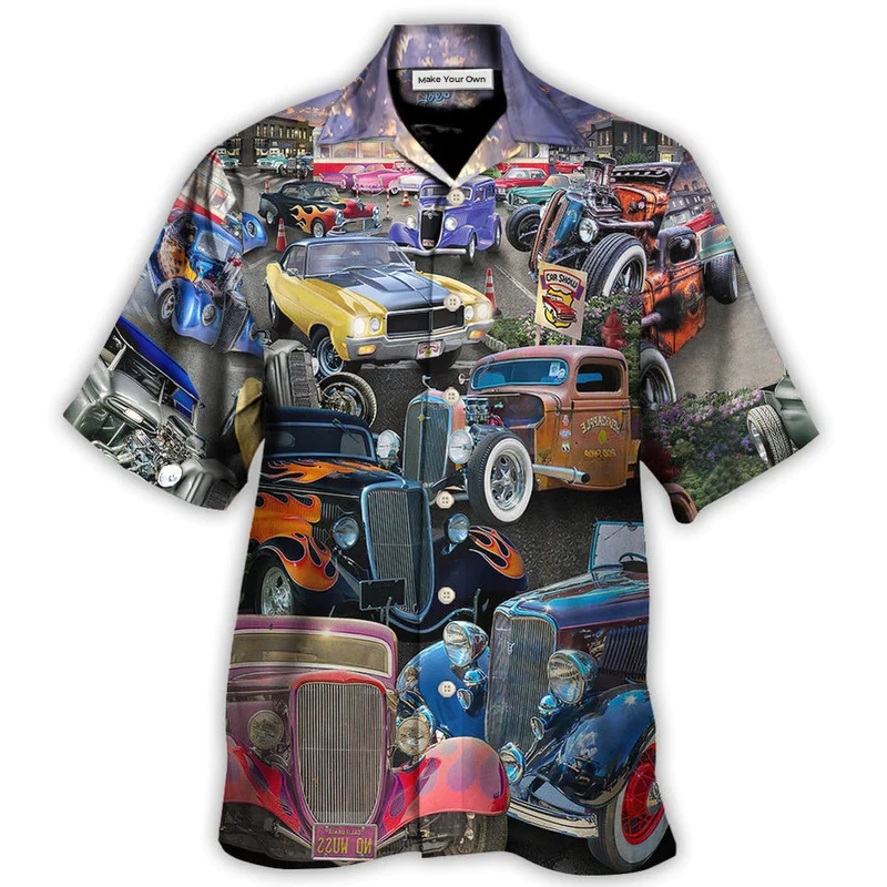 Hawaiian Shirt / Adults / S Hot Rod Diner Car Show - Hawaiian Shirt - Reefox