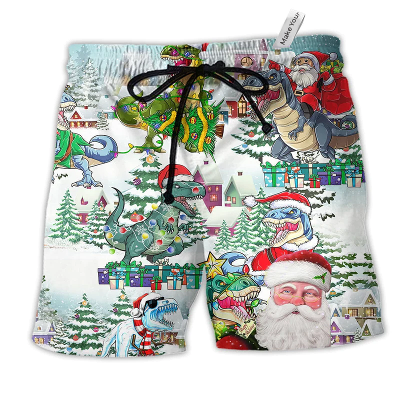 Beach Short / Adults / S Christmas Have A Roarsome - Beach Short Reefox - Owls Matrix LTD