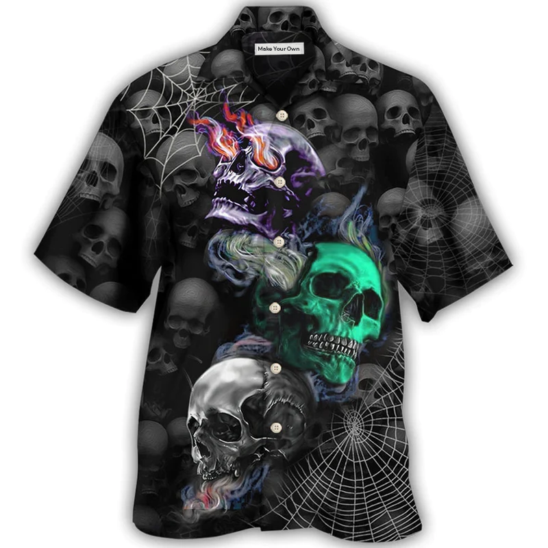 Hawaiian Shirt / Adults / S Skull Dark Colorful Burning - Hawaiian Shirt - Reefox