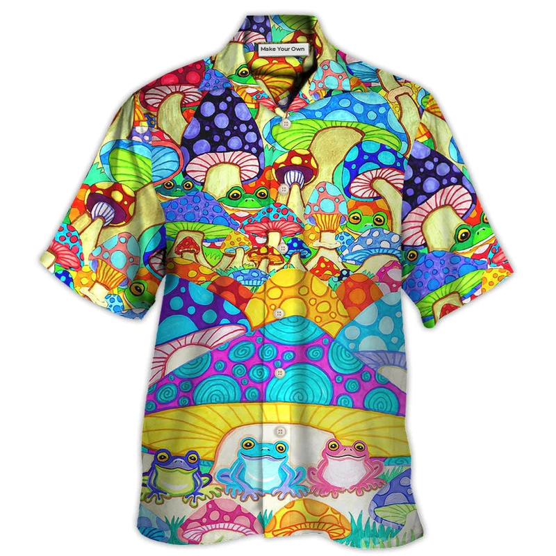 Hawaiian Shirt / Adults / S Hippie Frog Mushroom Hippie Colorful Art Peace - Hawaiian Shirt - Reefox