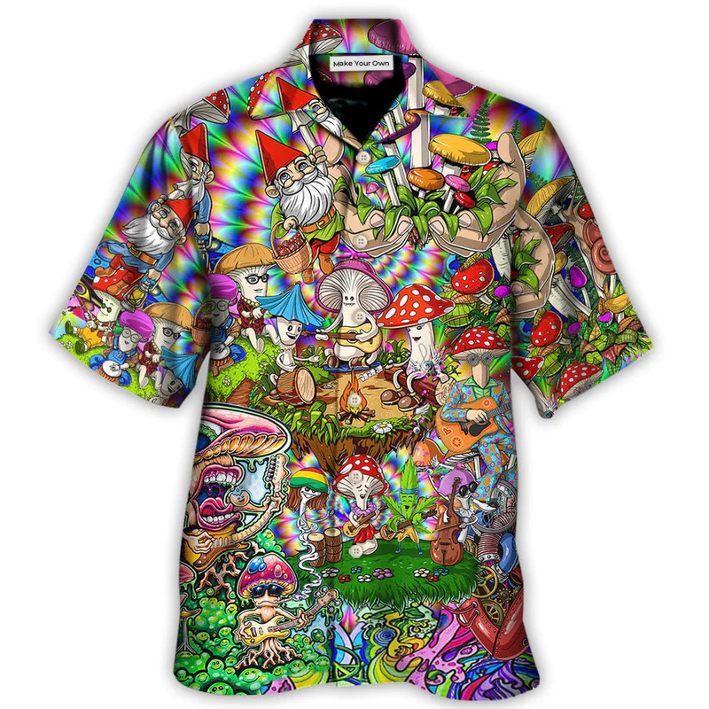 Hawaiian Shirt / Adults / S Hippie Mushroom Music Band Of Life - Hawaiian Shirt - Reefox