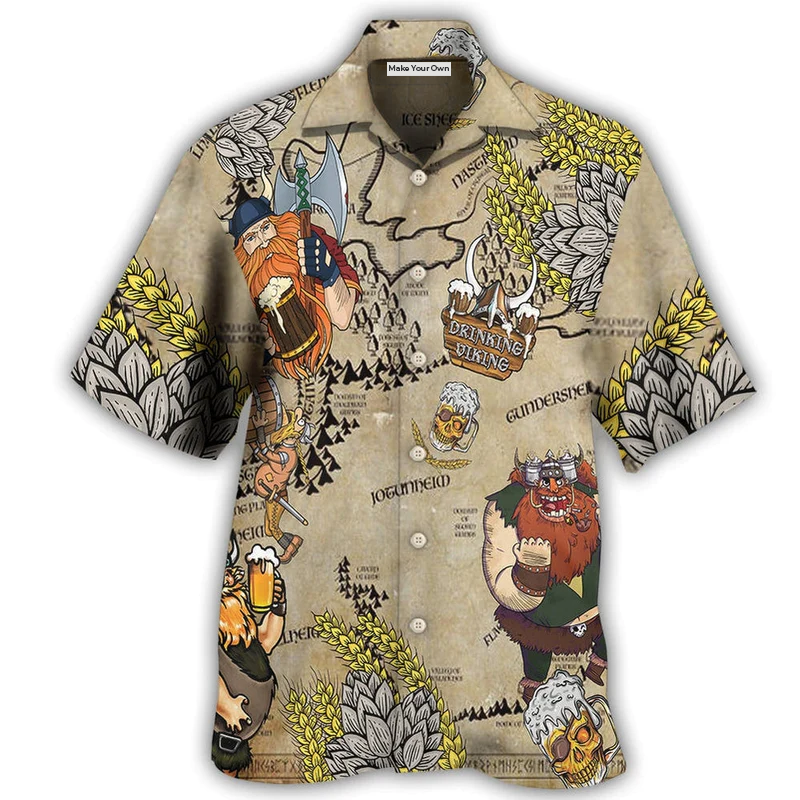 Hawaiian Shirt / Adults / S Beer Viking Drinking Beer - Hawaiian Shirt - Reefox