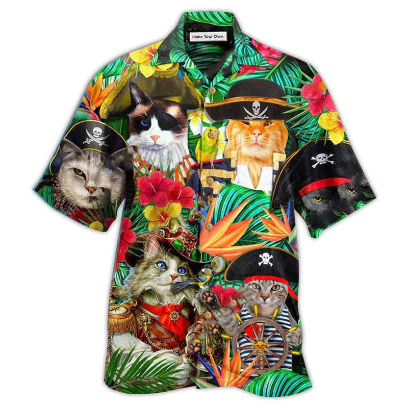 Hawaiian Shirt / Adults / S Cat It's Pirate Life For Me - Hawaiian Shirt - Reefox