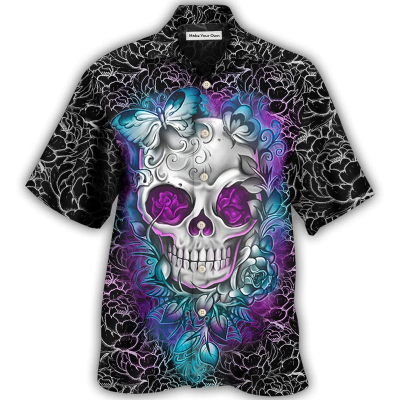 Hawaiian Shirt / Adults / S Skull Butterfly Lighting Flower Pattern - Hawaiian Shirt - Reefox