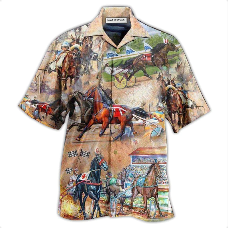 Hawaiian Shirt / Adults / S Horse Harness Racing On With Passion - Hawaiian Shirt - Reefox