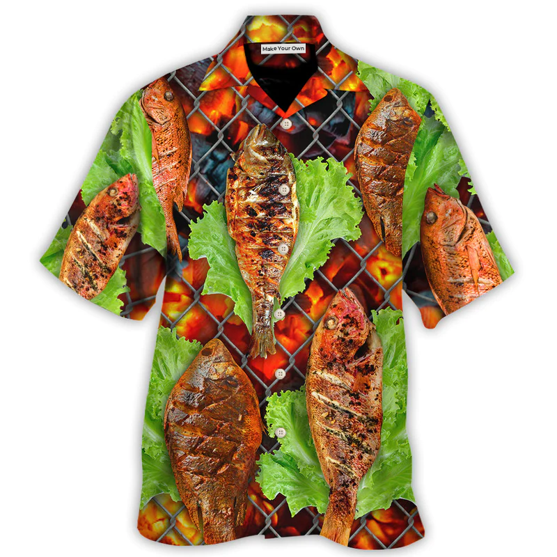 Food Delicious Grilled Fish BBQ Style - Hawaiian Shirt