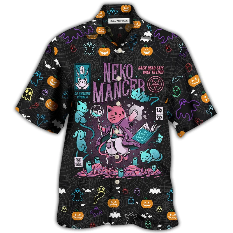 Hawaiian Shirt / Adults / S Cat Halloween Neko Mancer - Hawaiian Shirt - Reefox