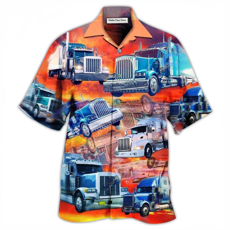 Hawaiian Shirt / Adults / S Truck Real Men Drive Big Trucks In The Sunset - Hawaiian Shirt - Reefox