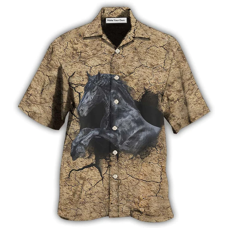 Hawaiian Shirt / Adults / S Horse Black Darkness - Hawaiian Shirt - Reefox
