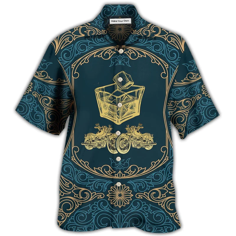 Hawaiian Shirt / Adults / S Wine Rum I Like Rum And Motorcycles - Hawaiian Shirt - Reefox