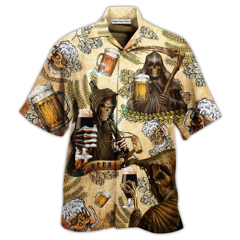 Hawaiian Shirt / Adults / S Beer Skull Love Beer Happy Day - Hawaiian Shirt - Reefox