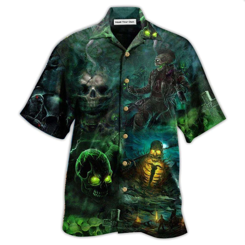 Hawaiian Shirt / Adults / S Skull No Flesh No Brain But Still In Pain Dark Style - Hawaiian Shirt - Reefox