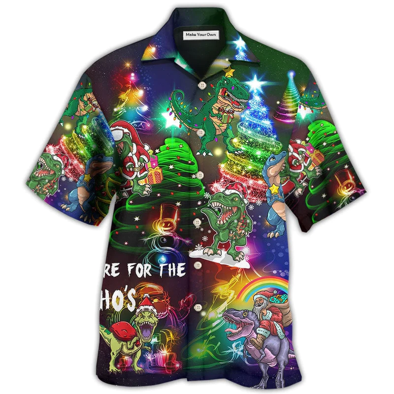 Hawaiian Shirt / Adults / S Dinosaur Bright In Christmas Night - Hawaiian Shirt - Reefox