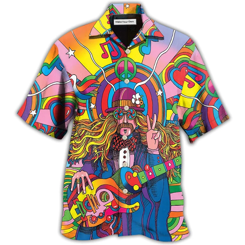 Hawaiian Shirt / Adults / S Hippie Rock Music - Hawaiian Shirt - Reefox