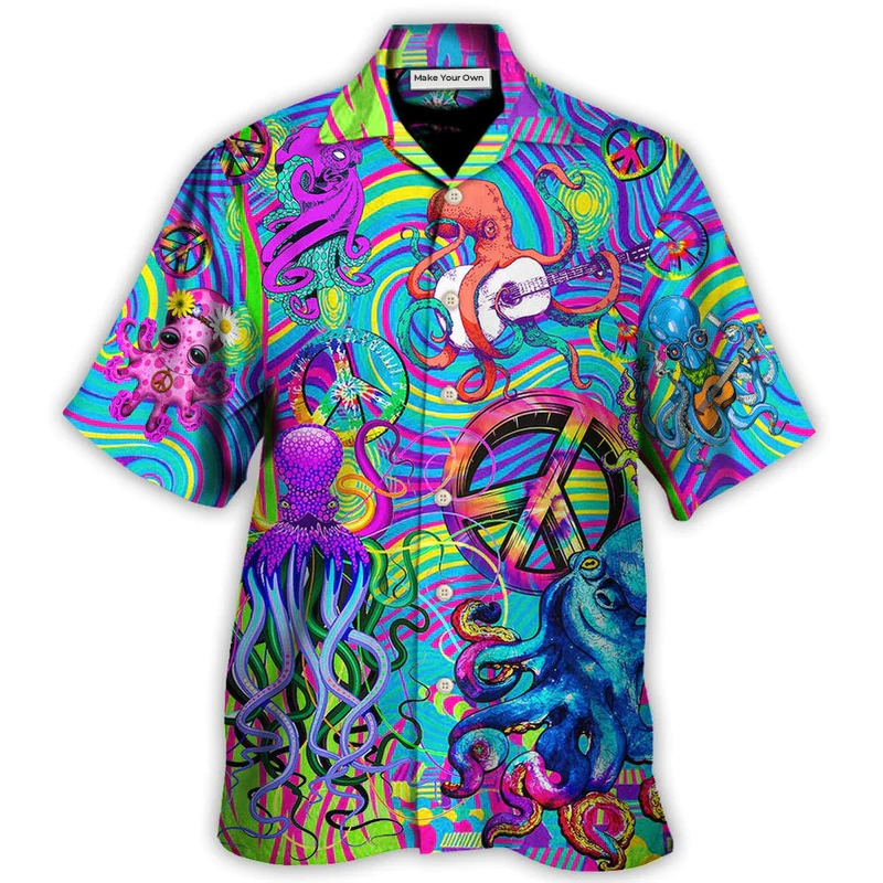 Hawaiian Shirt / Adults / S Hippie Funny Octopus Colorful Tie Dye Art Style - Hawaiian Shirt - Reefox