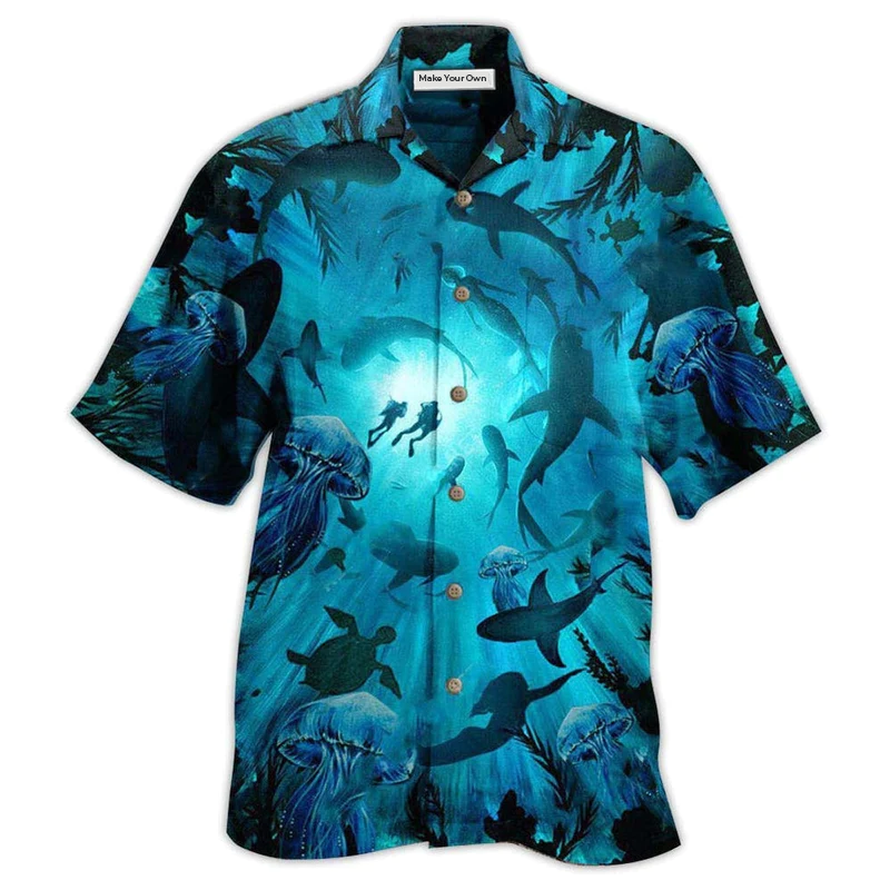 Hawaiian Shirt / Adults / S Diving Ocean Marine Biology Into The Sea - Hawaiian Shirt - Reefox