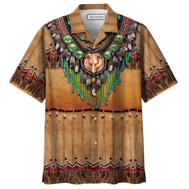 Hawaiian Shirt / Adults / S Native Style Love Peace Brown - Hawaiian Shirt - Reefox