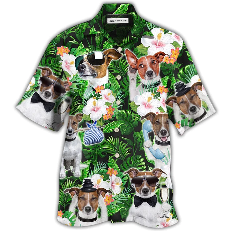 Hawaiian Shirt / Adults / S Rat Terrier Green Tropical Dog Lover - Hawaiian Shirt - Reefox
