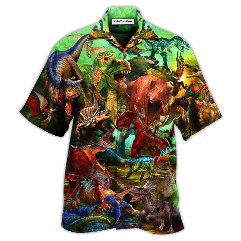 Hawaiian Shirt / Adults / S Dinosaur Strong War Life - Hawaiian Shirt - Reefox