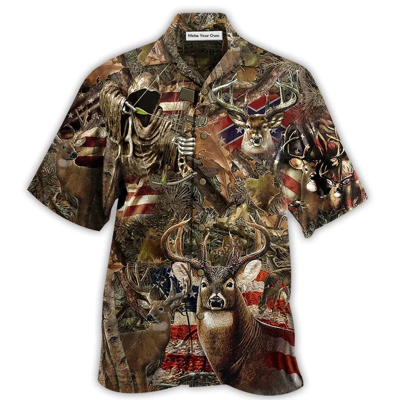 Hawaiian Shirt / Adults / S Hunting Deer America Wild - Hawaiian Shirt - Reefox