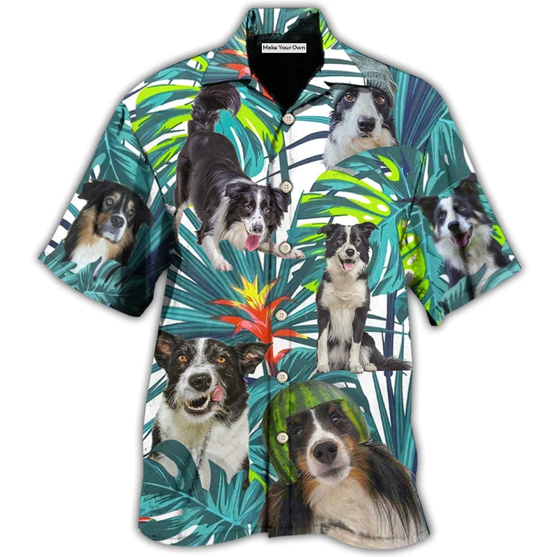Hawaiian Shirt / Adults / S Border Collie Dog Tropical Leaf Lover - Hawaiian Shirt - Reefox