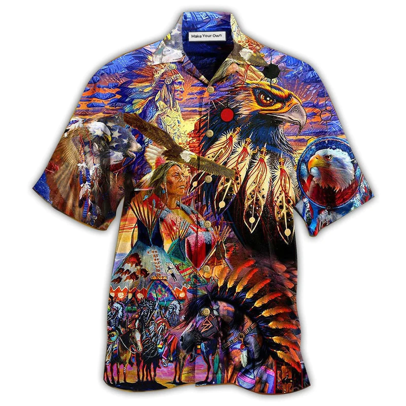 Hawaiian Shirt / Adults / S Native Eagle All My Heart - Hawaiian Shirt - Reefox