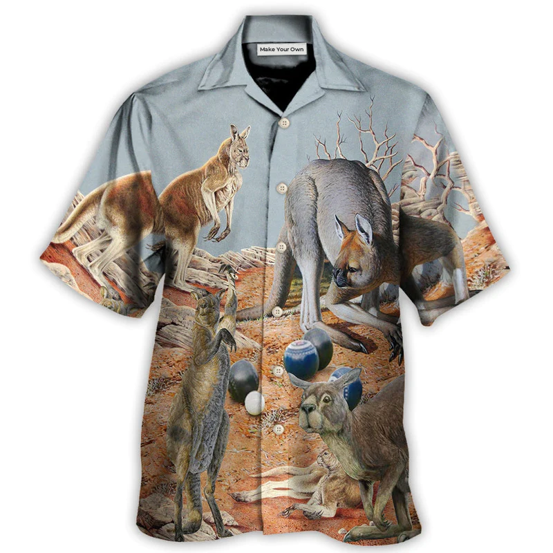 Lawn Bowling Kangaroo With Lawn Bowling - Hawaiian Shirt - Reefox
