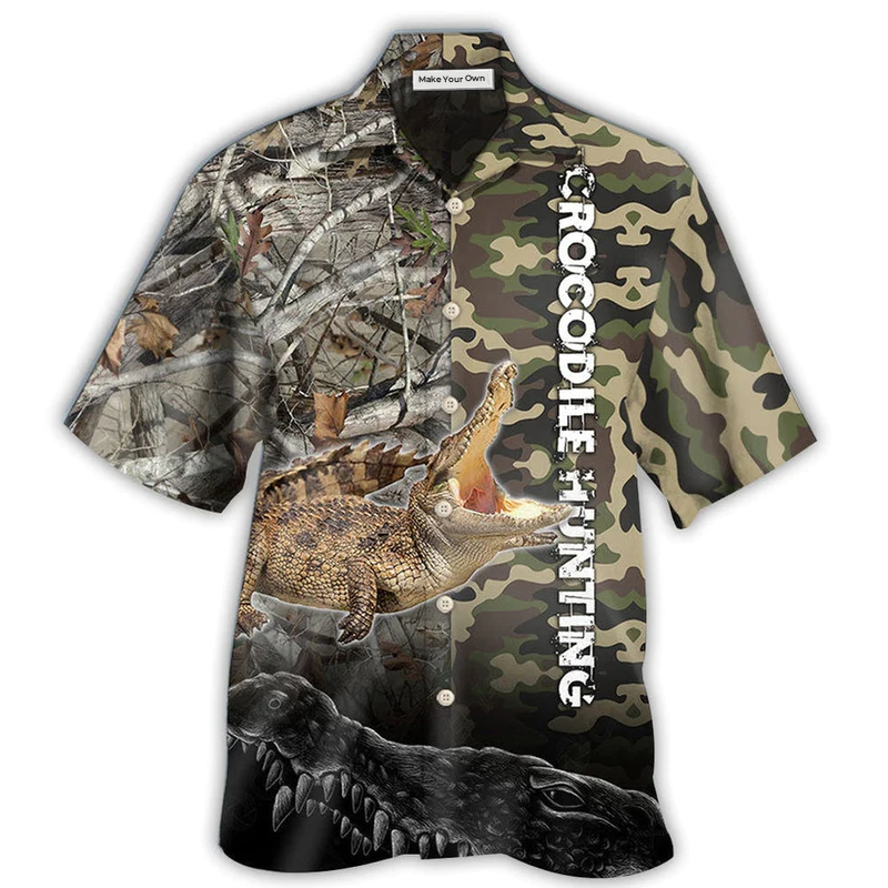 Hawaiian Shirt / Adults / S Hunting Crocodile Hunting Camo - Hawaiian Shirt - Reefox