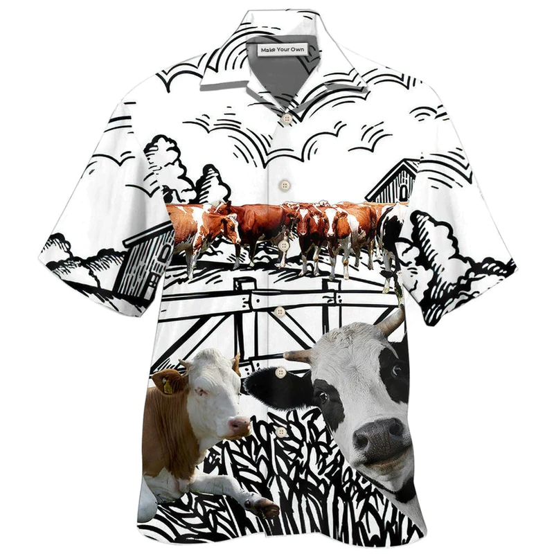 Hawaiian Shirt / Adults / S Cow Farm Cow Funny - Hawaiian Shirt - Reefox