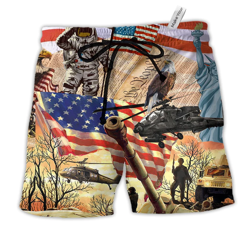 Beach Short / Adults / S America Independence Day We The People - Beach Short Reefox - Owls Matrix LTD