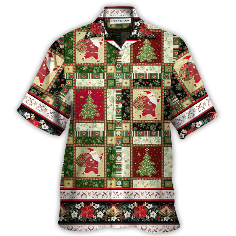 Hawaiian Shirt / Adults / S Christmas Santa And Fir-tree - Hawaiian Shirt - Reefox