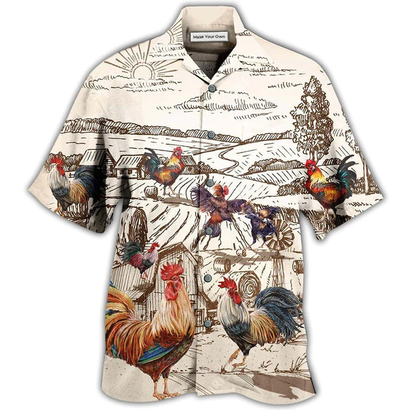 Hawaiian Shirt / Adults / S Chicken Awesome Farmer Roosters - Hawaiian Shirt - Reefox