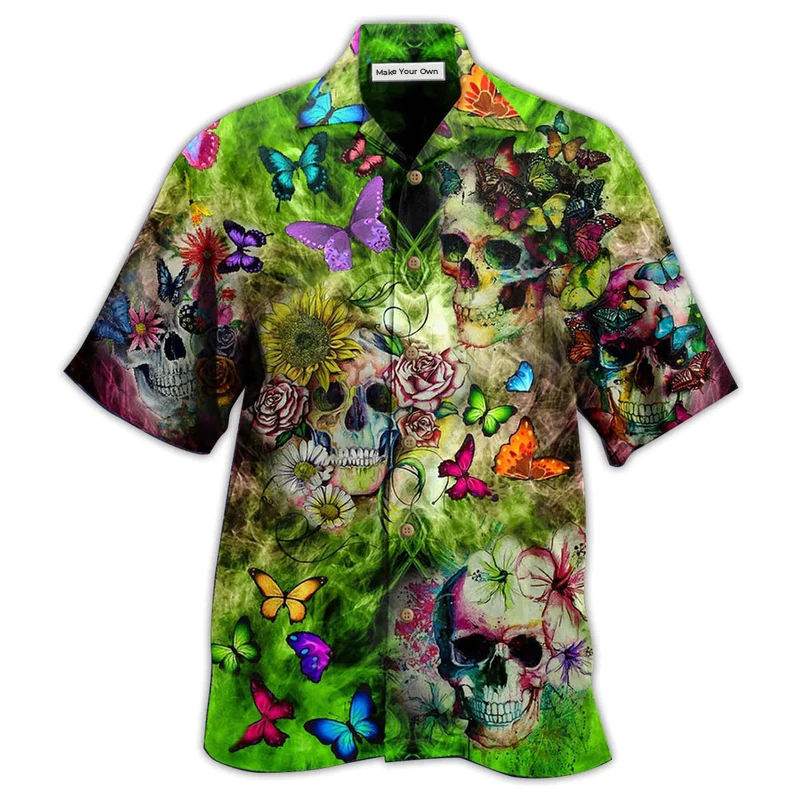 Skull Love Butterfly - Hawaiian Shirt - Reefox