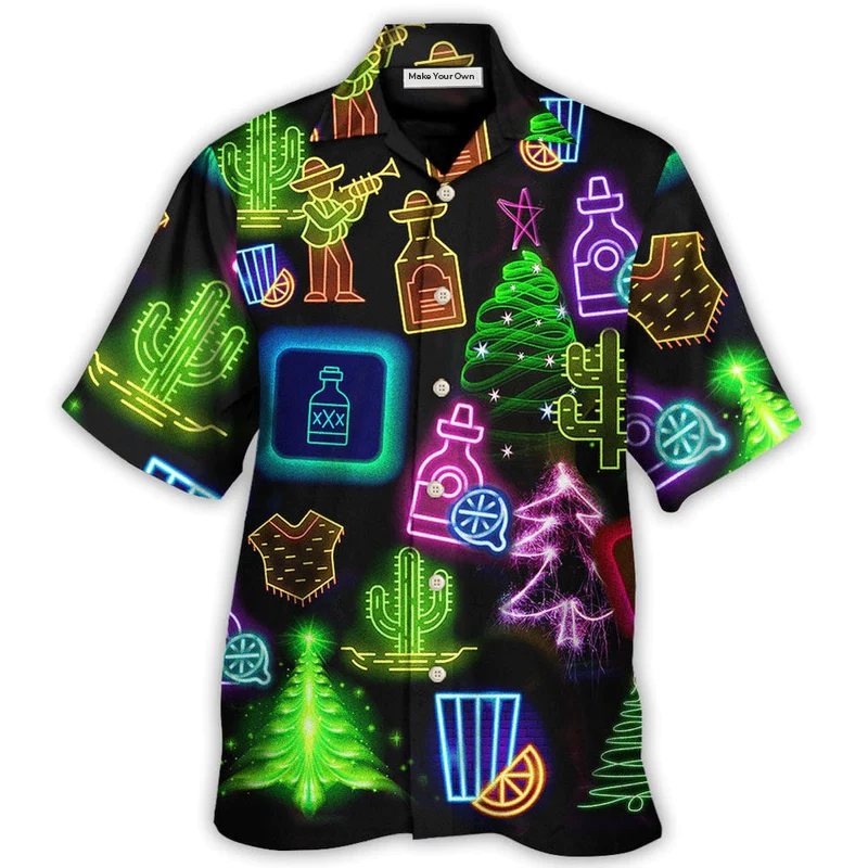 Hawaiian Shirt / Adults / S Wine Tequila Christmas Neon Art Drinking - Hawaiian Shirt - Reefox