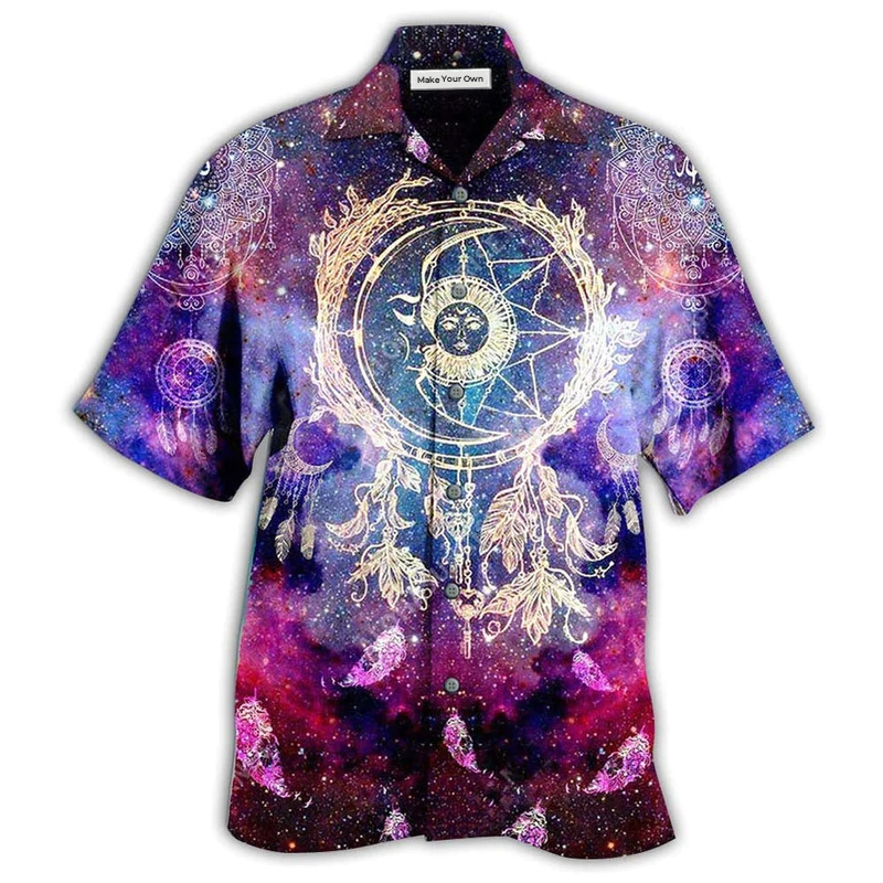 Hawaiian Shirt / Adults / S Native Dreamcatcher Moon Smile Mysterious Galaxy - Hawaiian Shirt - Reefox
