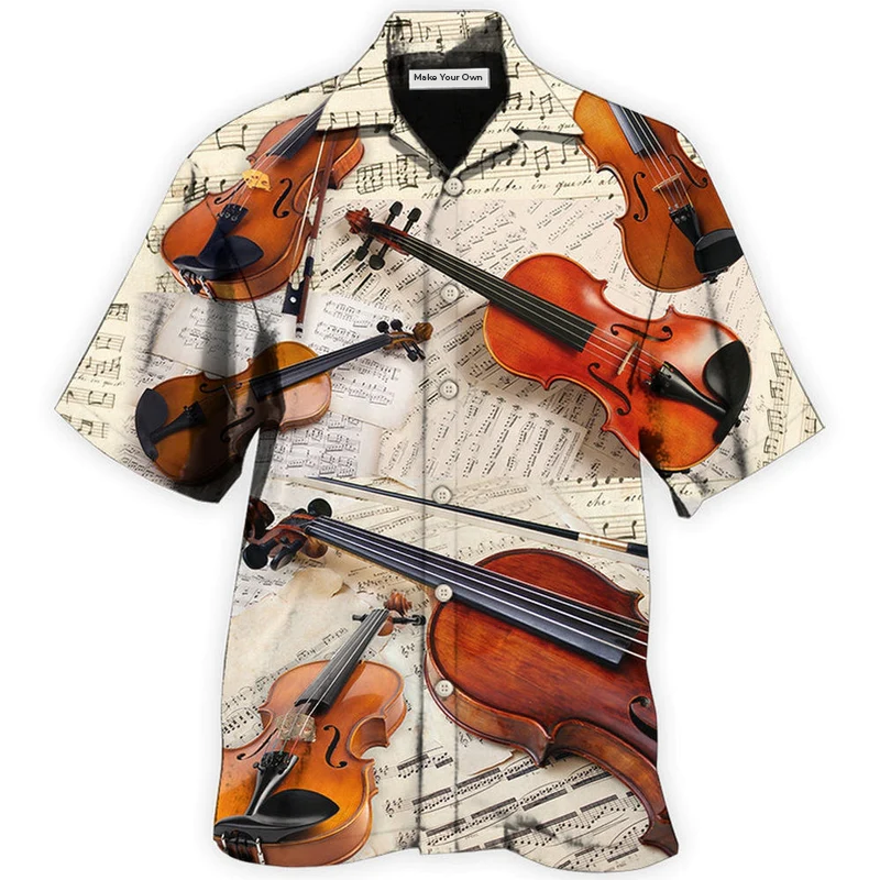 Hawaiian Shirt / Adults / S Violin Vintage Style Music Lover Paper - Hawaiian Shirt - Reefox