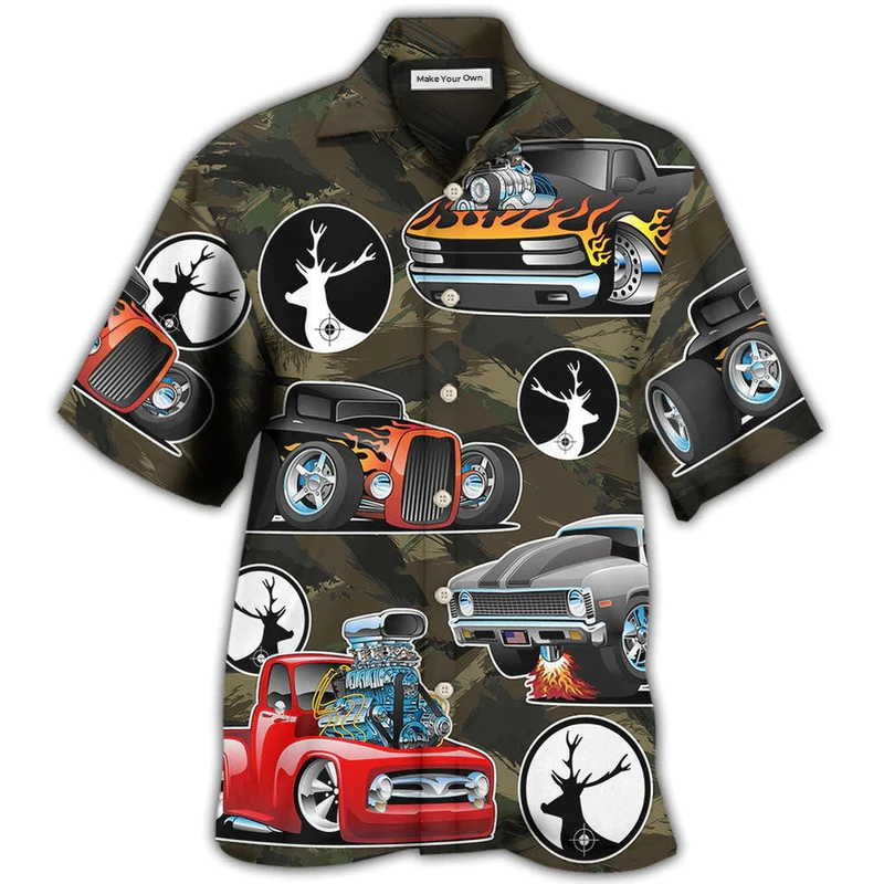 Hawaiian Shirt / Adults / S Hunting I Like Hot Rods And Hunting - Hawaiian Shirt - Reefox