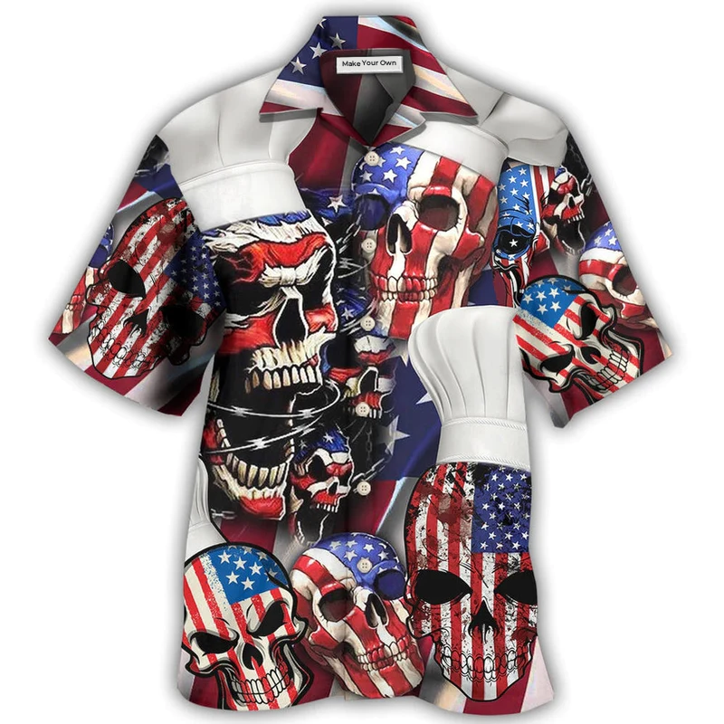 Hawaiian Shirt / Adults / S Skull Chef America Independence Day - Hawaiian Shirt - Reefox