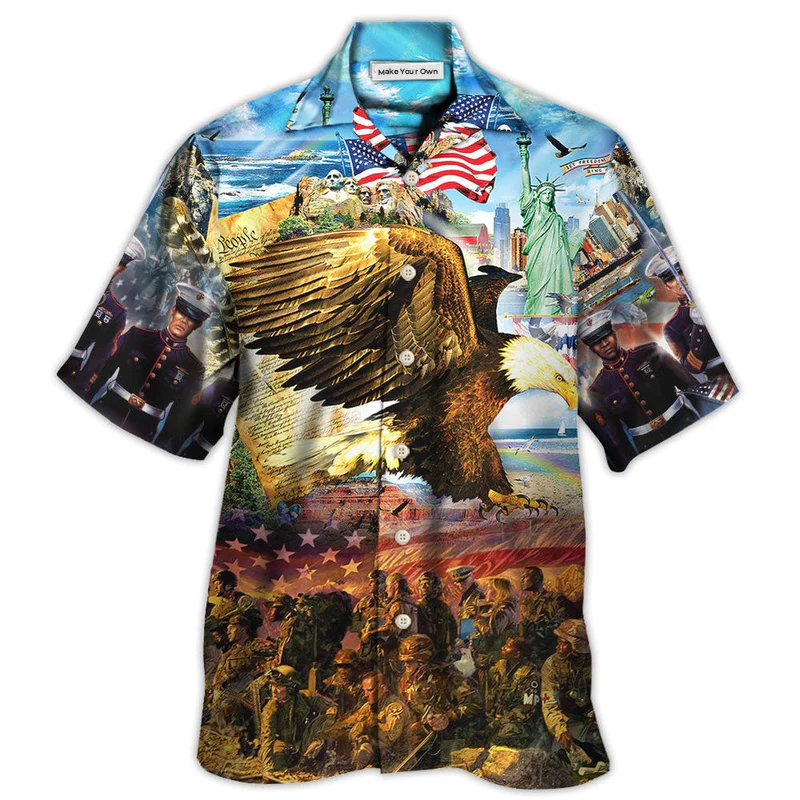 Hawaiian Shirt / Adults / S Veteran Call To Colors Freedom With Eagle - Hawaiian Shirt - Reefox