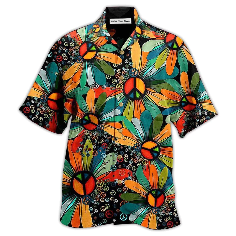 Hawaiian Shirt / Adults / S Hippie Peace Floral Style - Hawaiian Shirt - Reefox